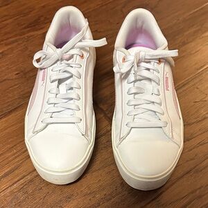 Puma Women's White and Pink Sneakers
